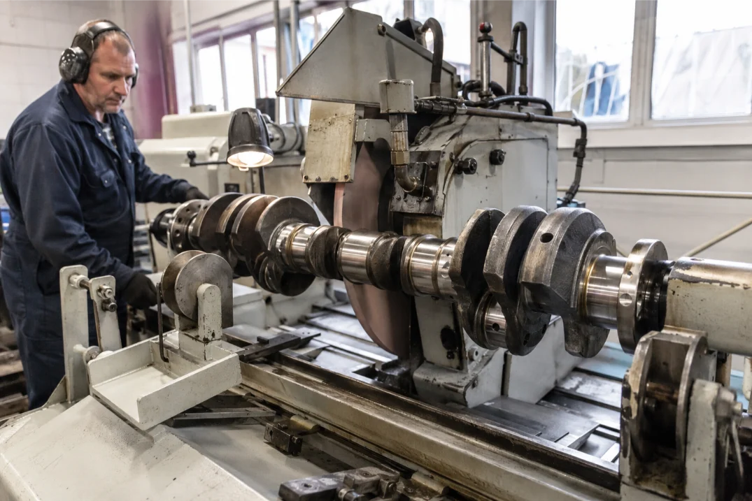 Crankshaft grinding and precision machining in a Peterborough engine workshop