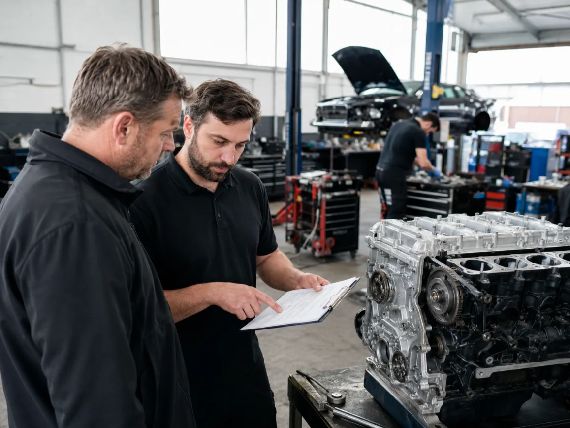 Engine specialists carrying out professional engine assessment in Crewe