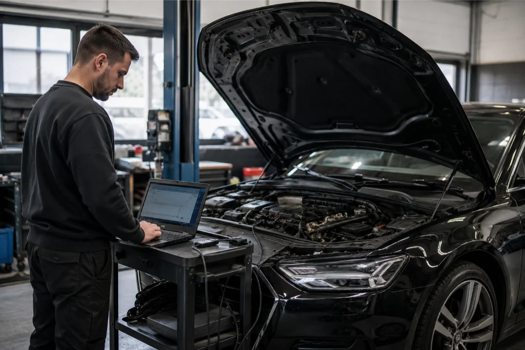 Customer consultation with engine rebuild specialists in Peterborough