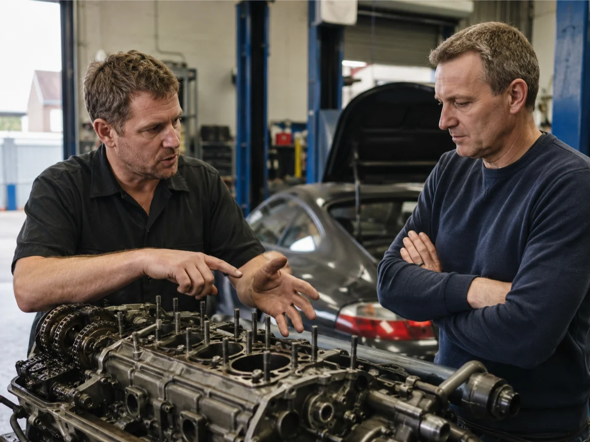 Customer consultation with engine rebuild specialists in Canterbury