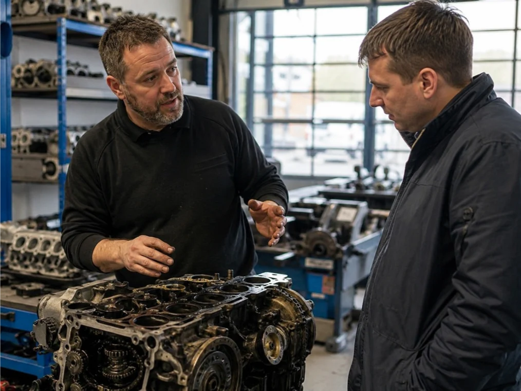 Customer consultation with Land Rover engine specialists in Cardiff
