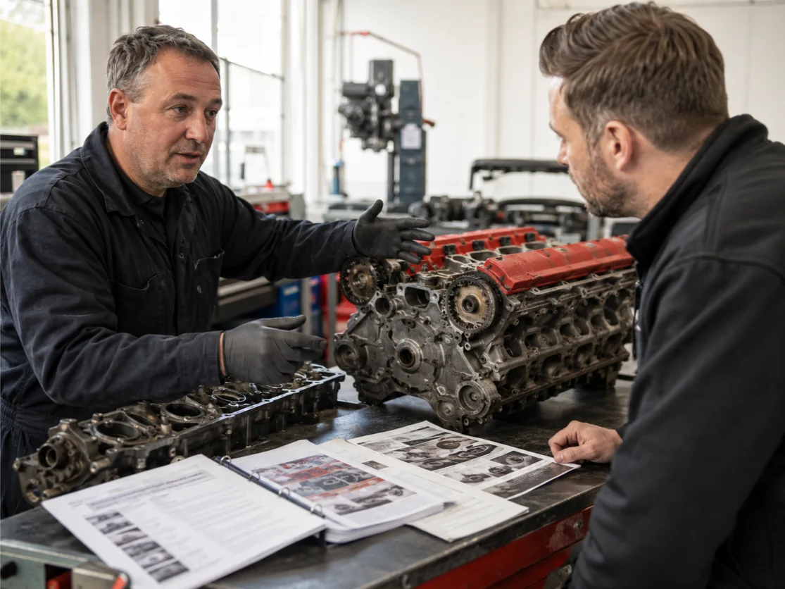 Customer consultation with engine rebuild specialists in Kent