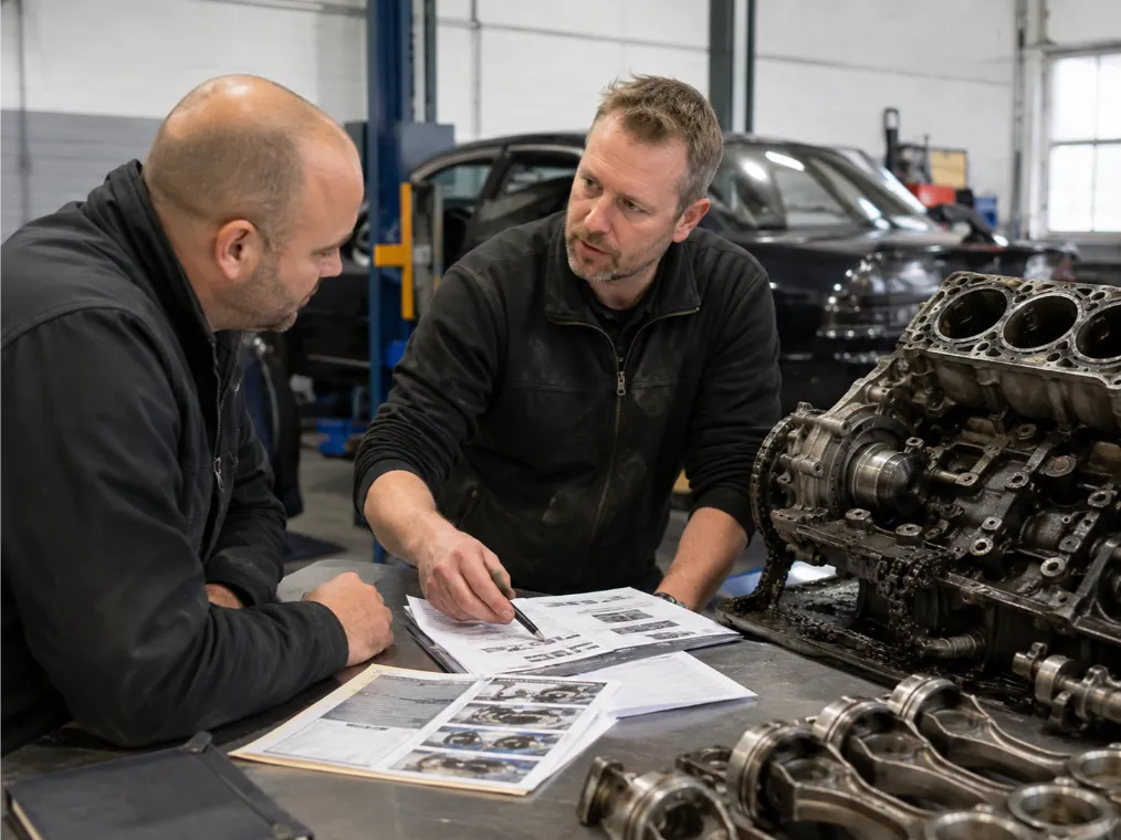 Customer consultation with engine rebuild specialists in Northampton