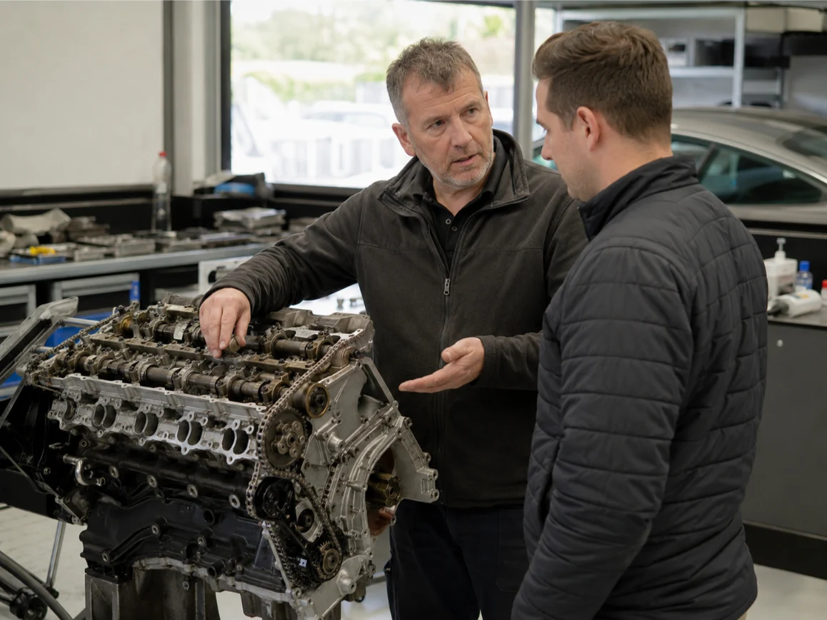 Customer consultation with engine rebuild specialists in the Cotswolds