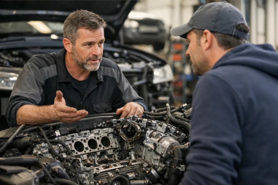 Customer consultation with engine rebuild specialists in Swindon