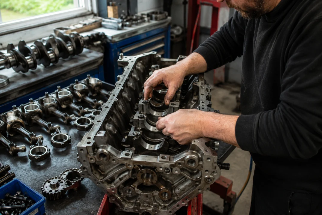 Ferrari V8 engine undergoing rebuild and reconditioning in Cardiff