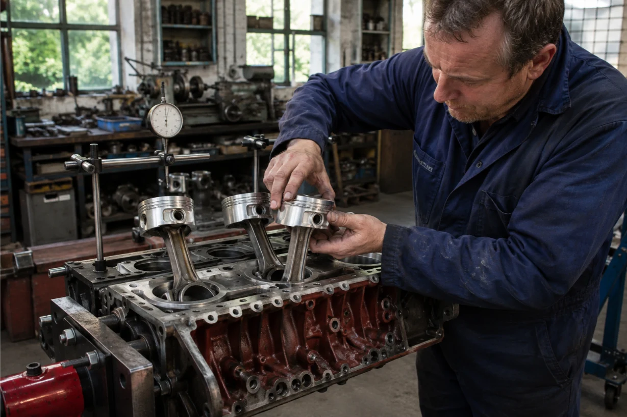 Jaguar engine undergoing rebuild and reconditioning in the Cotswolds
