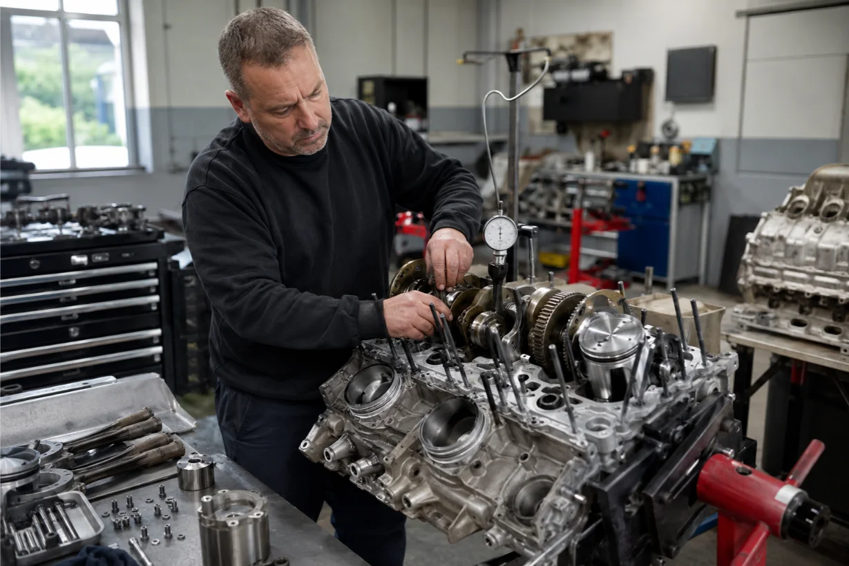 Porsche engine undergoing rebuild and reconditioning in Crewe