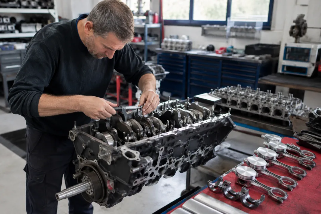 Ferrari engine undergoing rebuild and reconditioning in Northampton