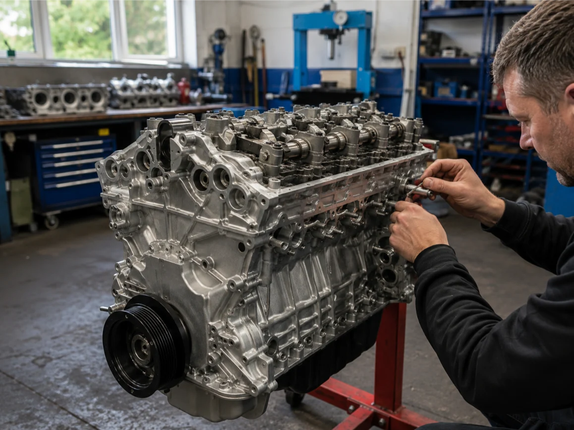 Remanufactured engine undergoing professional reconditioning in the Cotswolds
