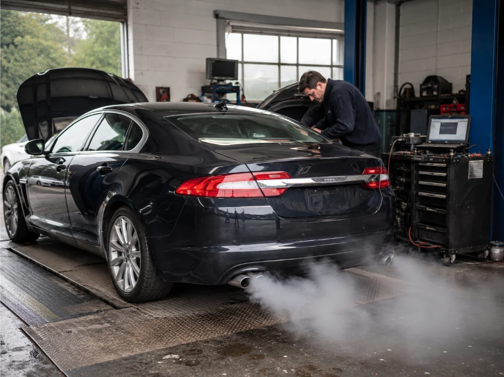 Engine overheating and white smoke warning signs on a vehicle in Peterborough
