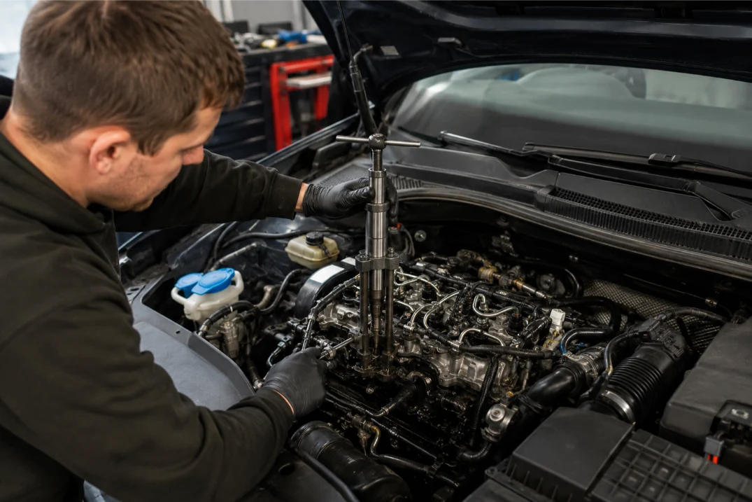 Specialist injector removal and repair on a Volkswagen engine in Essex