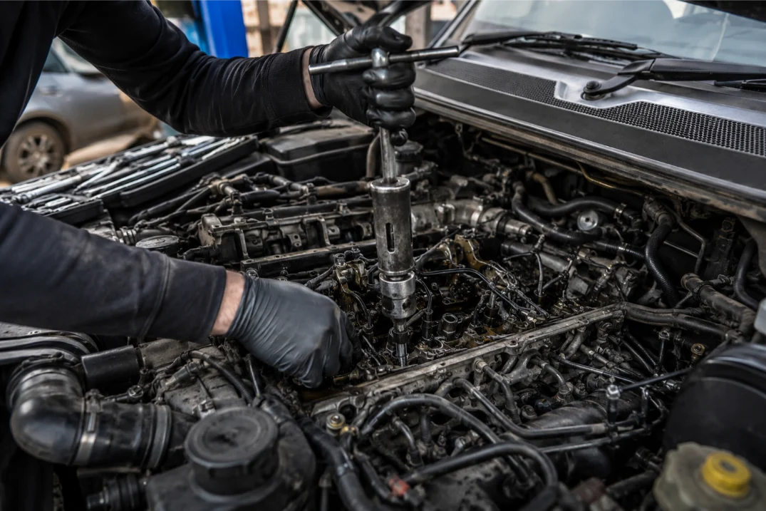 Specialist injector removal and repair on a Land Rover engine in Nottingham