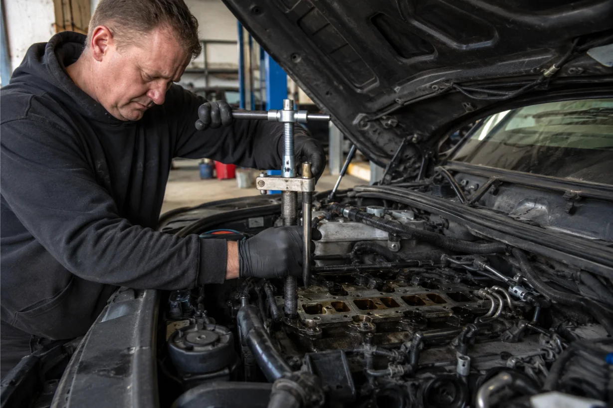 Specialist injector removal and repair on a Land Rover engine in Stoke-on-Trent
