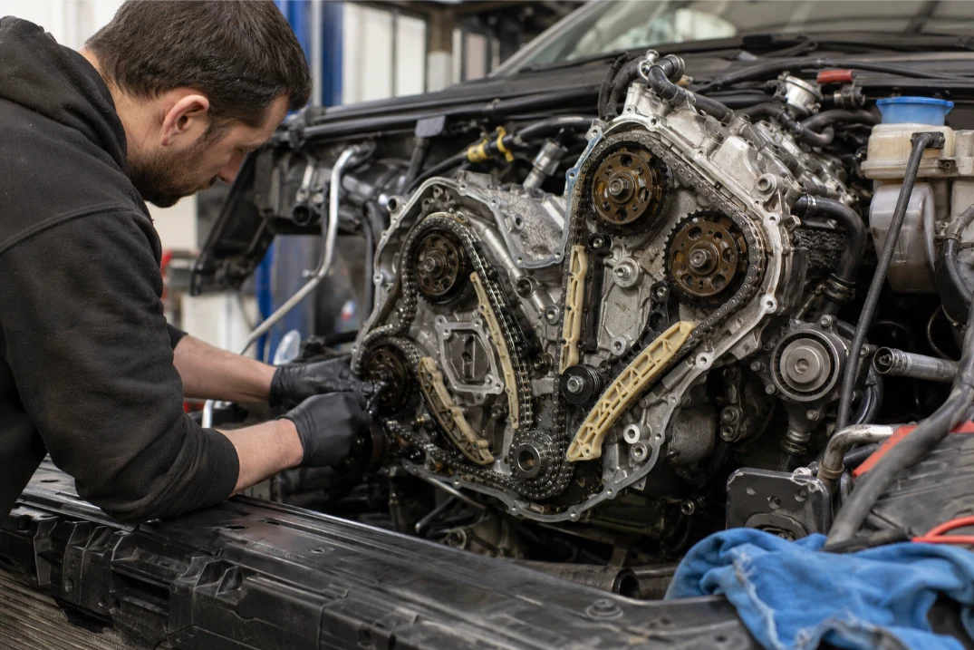 Audi V6 timing chain and timing belt repair in Cardiff