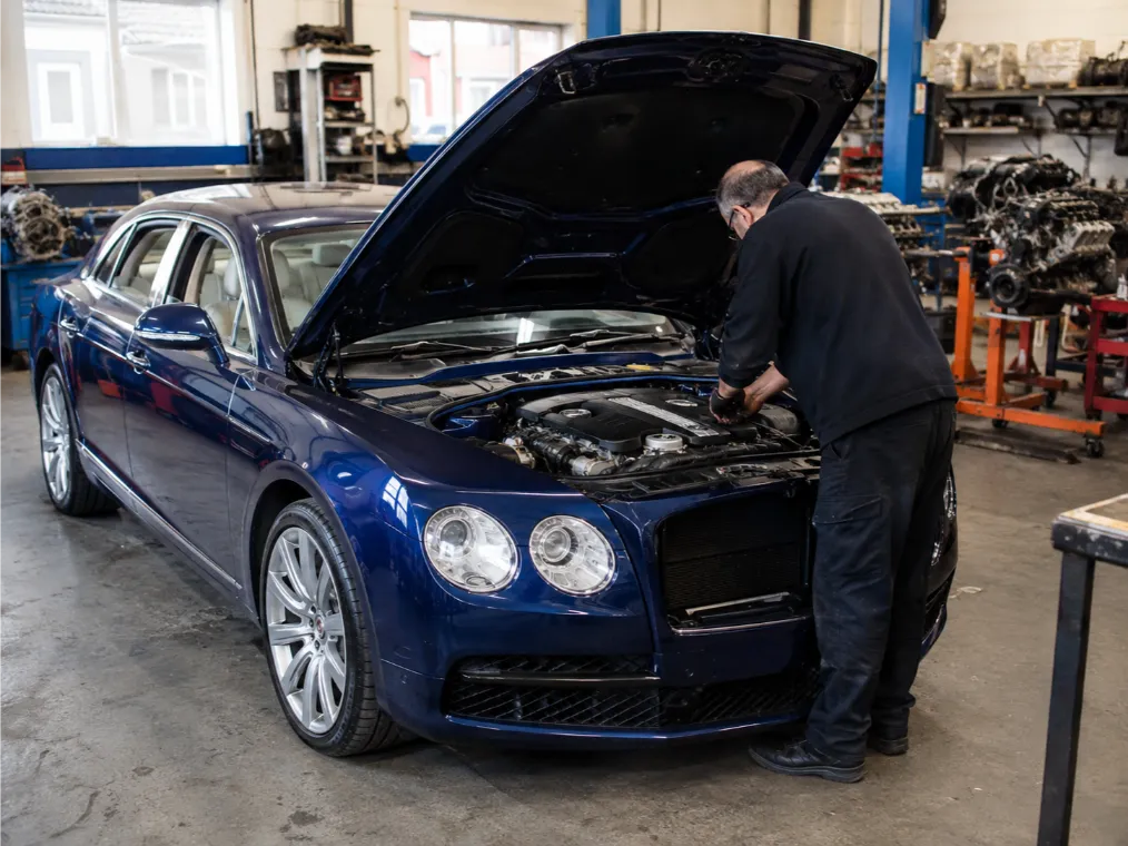 Bentley engine repair being carried out by specialist technicians in Northampton