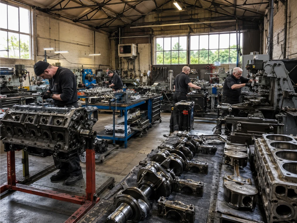 Aston Martin Vantage engine repair being carried out by specialist technicians in Leeds
