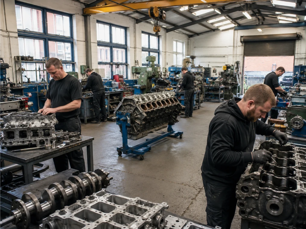 Aston Martin Vantage engine repair being carried out by specialist technicians in Leeds
