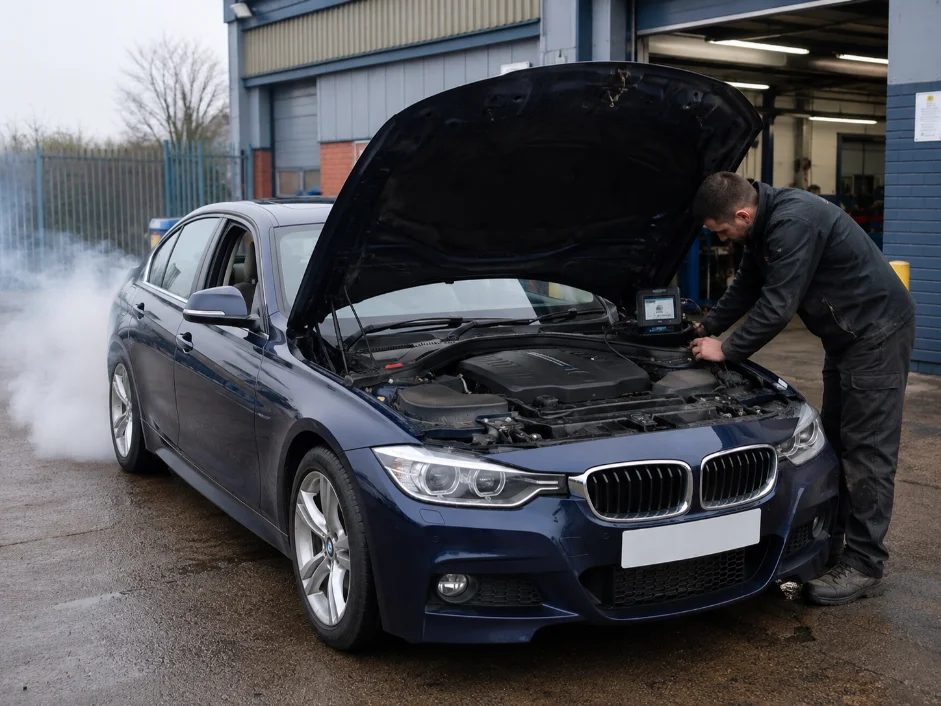 BMW Engine Fault white smoke due to overheating