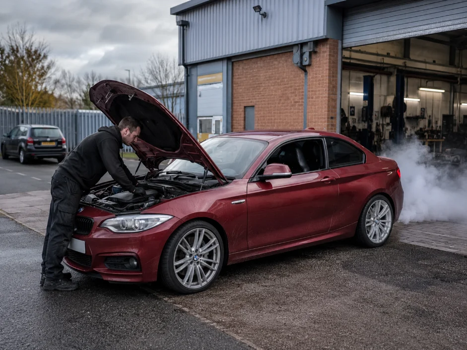 BMW Petrol Engine White Smoke due to Overheating of Engine